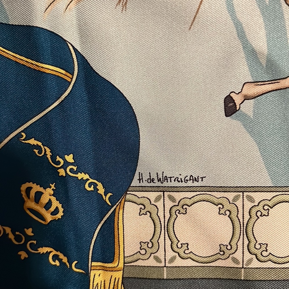 Hermes 90cm 90 Escuela Andalusia Silk Scarf Blue & Teal Equestre Equestr… - Picture 12 of 16